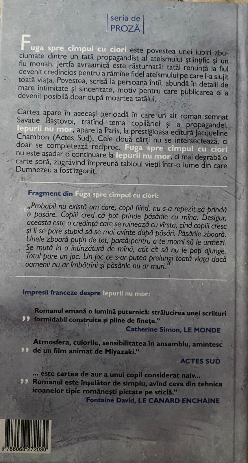 Fuga spre cîmpul cu ciori  — verso